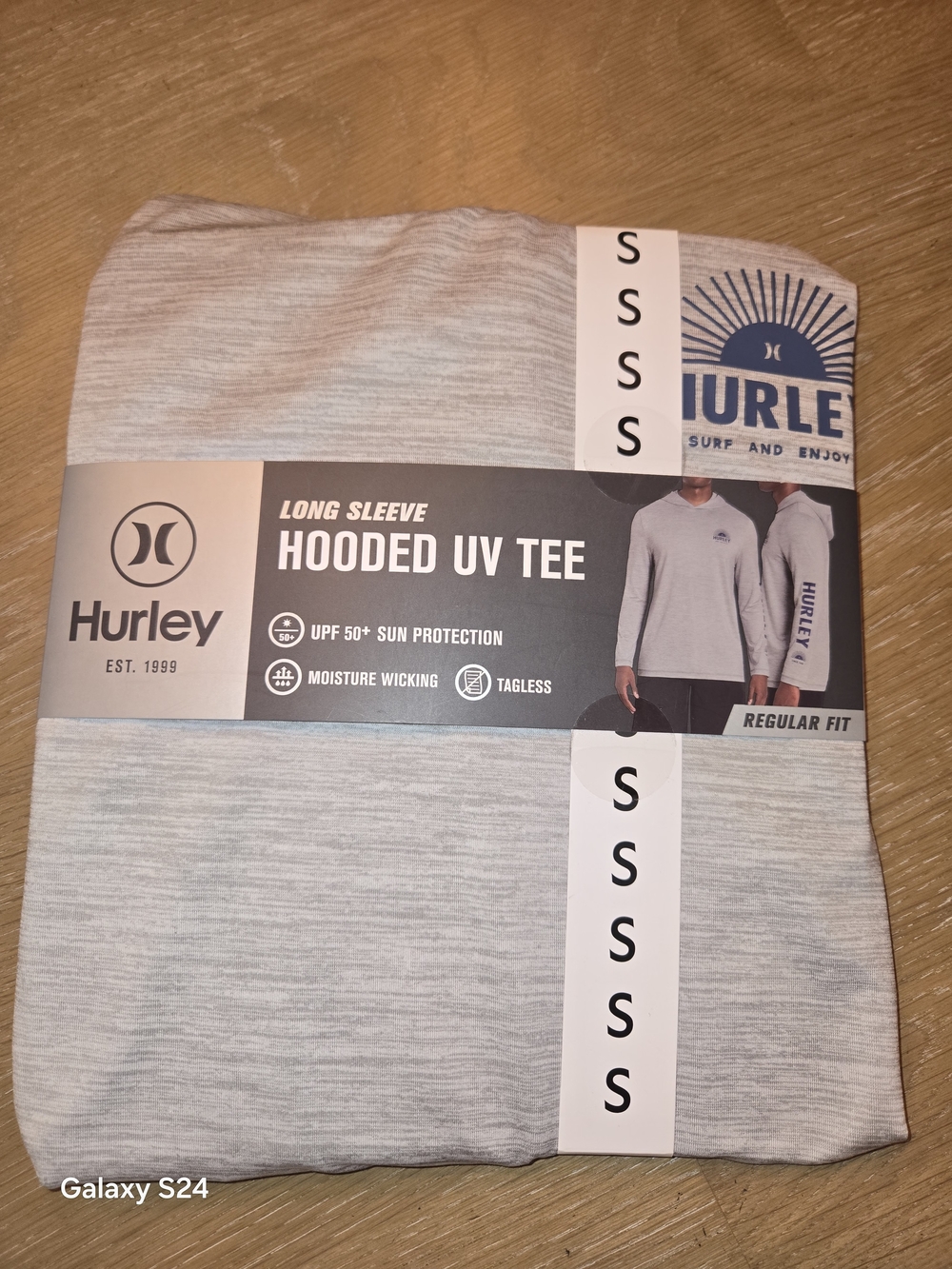 Hurley Men’s Long Sleeve Hooded UV Tee - Light Heather Gray Sz S New